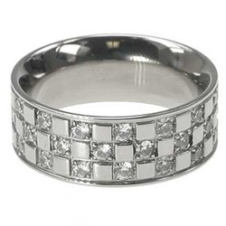 Click here to buy 316L Stainless Steel Ring with prong set cubic zirconia stones. Width: 10mm by ToltecTraders.com.