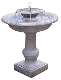Smart Solar Chatsworth Two-Tier Solar Fountain - Gray Weathered Stone Fountain
