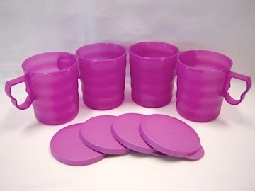 Tupperware IMPRESSIONS 4 Pc Coffee MUG SET Pink