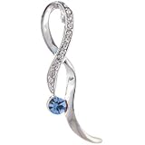 Ribbon Twisted Blue Rhinestone Brooches Pin