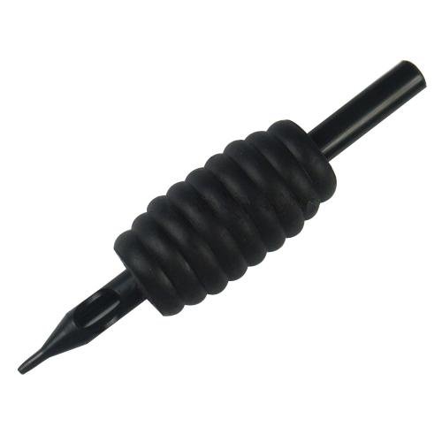 8-9 Flat Black Disposable Plastic Tube With 3/4 Inch Rubber