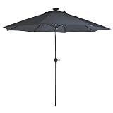 Sunergy 50140752 9' Solar Powered Patio Umbrella w/ 24 LED Lights Gray