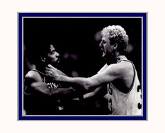 Option #8: Boston Celtics - Larry Bird & Julius Irving "Fight" - 16"x20" Photo, Mounted in 20"x24" Double Matt with Clear Protective Sleeve