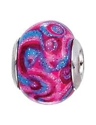 Genuine Zable (TM) Product. 925 Sterling Silver Vertigo Pink Murano Glass Bead Charm. 100% Satisfaction Guaranteed.
