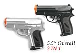 2 Airsoft Pocket Pistol W/carry Case. Silver and Black.