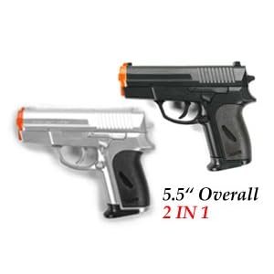 2 Airsoft Pocket Pistol W/carry Case. Silver and Black.