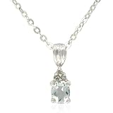 31DP%2BlWeisL. SL160  Sterling Silver OvalShaped Aquamarine Pendant 18.5