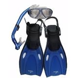 Speedo Dive Junior Speedo Reef Scout Mask, Snorkel, and Fin - Blue (Large/XL)