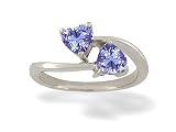 14K White Gold Genuine Heart Tanzanite Bypass Ring