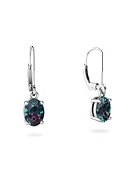Created Alexandrite 14kt White Gold Lever Back Earrings