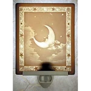 Man in the Moon Flat Porcelain Lithophane Nightlight by The Porcelain Garden
