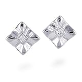 Sterling Silver Diamond Shape Post Earrings w/CZ