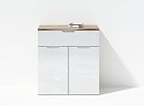 Kommode CLIO #393 - HOCHGLANZ weiß Baltimore Walnuß 73x79x35cm Schrank Sideboard