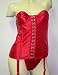 Frederick's of Hollywood 1770 Satin Hook-and-Eye Corset with Lace-Up Back, Underwire Cups and Removable Pads. Matching G-string included.
