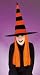 Halloween Neon Orange Velvet Striped Witch Hat with Hair