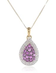 14k Yellow Gold Ruby and Diamond Pear Shape Pendant Necklace, 18"