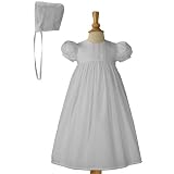 24" White Poly Cotton Christening Baptism Gown