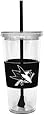 NHL San Jose Sharks 22 Ounce Insulated Tumbler with Rubber Sleeve and Stir Straw