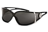 Harley Davidson Women's Silver Banner Performance Eyewear / Sunglasses. Available with Smoke Lens or Yellow Lens. 3/4 wrap eyewear provides a closer, more comfortable fit. Frame features quality Italian craftsmanship with metal hinges. Smoke lenses provide the truest picture of actual light you are seeing and UV protection. Yellow lenses decrease haze and make objects appear sharper and with more contrast and also increase depth perception during foggy and low light conditions (like rainy weather). Unique Bar & Shield graphic on hinge. Meets ANSI Z87.1 standards. UV protection. 98530-08VW-Smoke Lens; 98531-08VW-Yellow Lens