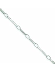 14K White Gold Polished and Textured Fancy Link Bracelet 7.25 Inches