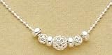 Sterling Silver 1mm Faceted Bead Chain Necklace, 16 inch, 3/6mm Filigree Bead/Balls, 3mm Rings