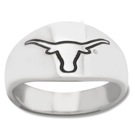 Texas Longhorns UT NCAA Sterling Silver Logo Gents Enamel Band Ring Size 10