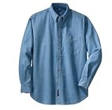 NEW Port & Company - Long Sleeve Value Denim Shirt Faded Blue-L