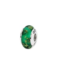 Sterling Silver Green Hand-blown Glass Charm