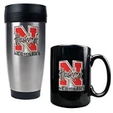 Nebraska Cornhuskers Stainless Steel Travel Tumbler & Ceramic Mug Set NCAA College Athletics