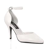 4 Inch Ladies Evening Shoes High Heel D'Orsay Pump Shoes Ankle Strap White Leather by SummitFashion