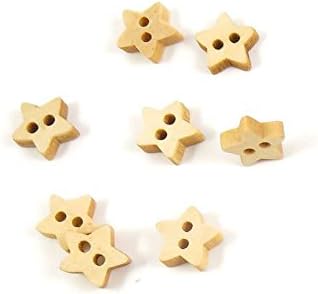 60 Pieces Sewing Buttons 2056 Small Star Natural Color Colorful Wooden Lovely Clothing Accessory Decoration Sew On