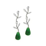 .925 Silver & Green CZ Briolette Earrings.