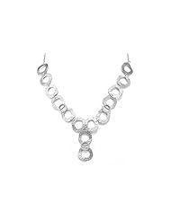 14K Hand Crafted White Gold Matte And Hammered Finish "Y"-Shaped Sixteen Inch Collar-Necklaces Enhanced With Pave Set Diamonds. ( 0.80CT GH-Color SI-Clarity)