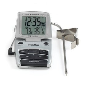 Click here to buy CDN DTTC-S Combo Probe Thermometer Timer and Clock Silver by CDN.