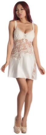 Fashion Perfactory Women's Tantalizing Silk Lace Nightgown in White - Large