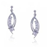 White Gold Dangle Journey Earrings 1/4 Carat Diamond