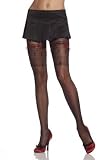 Sheer Pantyhose with Decorative Print and Interwoven Ribbon