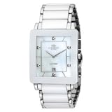 Oniss #ON603-M7 Men's Prezioso White Ceramic Collection Watch with Silver Trim