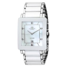 Oniss #ON603-M7 Men's Prezioso White Ceramic Collection Watch with Silver Trim