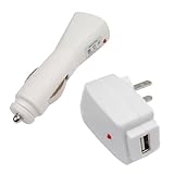 GTMax White USB Home Travel Charger + White USB Car Charger for Apple iPod Touch 4th Generation