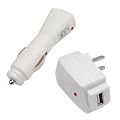 GTMax 2 Pieces-White USB Car Charger + USB Home Travel Charger for Apple Iphone 3G 3GS, Ipod Nano 2nd 3rd 4th, IPod Touch 1st 2nd, Classic, Video