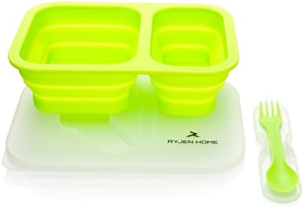 RyJen Home 2-compartment Collapsible Silicone Food Container (Green)