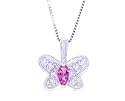 14K Yellow or White Gold Marquis Gemstone and Diamond Butterfly Pendant-Pink Sapphire ,w/o Chain