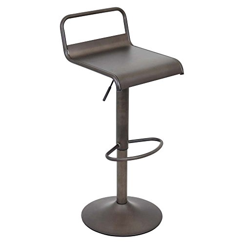 LumiSourceEmery Industrial Adjustable Barstool with Swivel in Antique