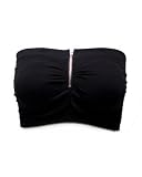 Seamless Black Strapless Zipper Tube Top Bra with Bra Cups