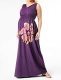 Motherhood Maternity: Sleeveless Screen Print Maternity Maxi Dress