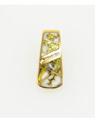 Gold Quartz and Solid 14 Karat Gold Inlay and Diamond Pendant -Mined in California
