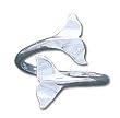 Solid Sterling Silver Whale's Tail Adjustable Ring