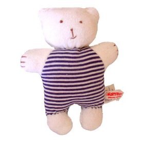 Sckoon Organic Cotton Soft Navy Stripe Toy: Baby Bear Doll (stuffing is organic cotton, too!)
