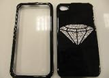 APPLE AT&T VERIZON IPHONE 4 4S 4G 16GB and 32GB HARD PLASTIC DESIGN BLACK AND WHITE DIAMOND GEMSTONE SWAROVSKI CRYSTAL DIAMOND SNAP ON CASE COVER